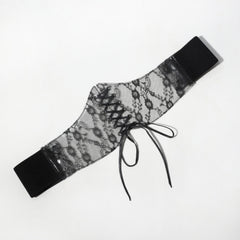 Lace Up Corset Belt Lace Floral Wide Waistband