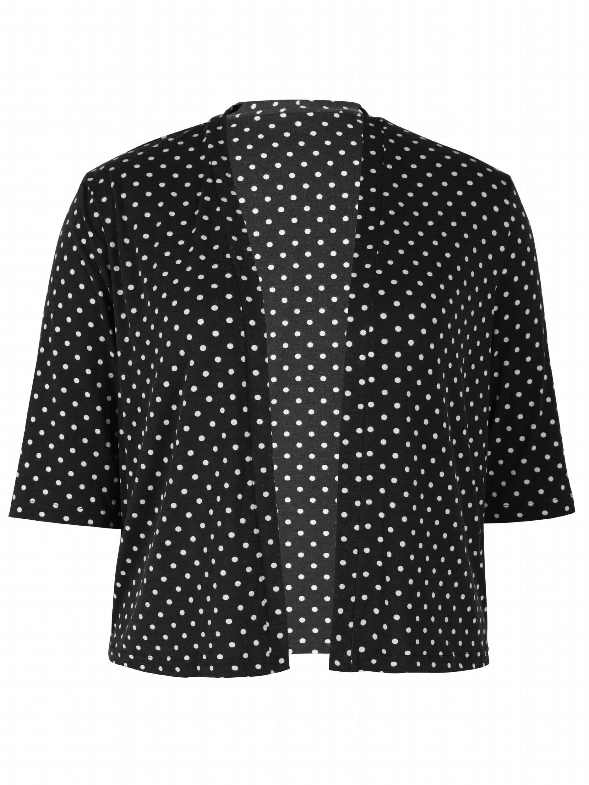  Polka Dot Print Cardigan Half Sleeve Open Front