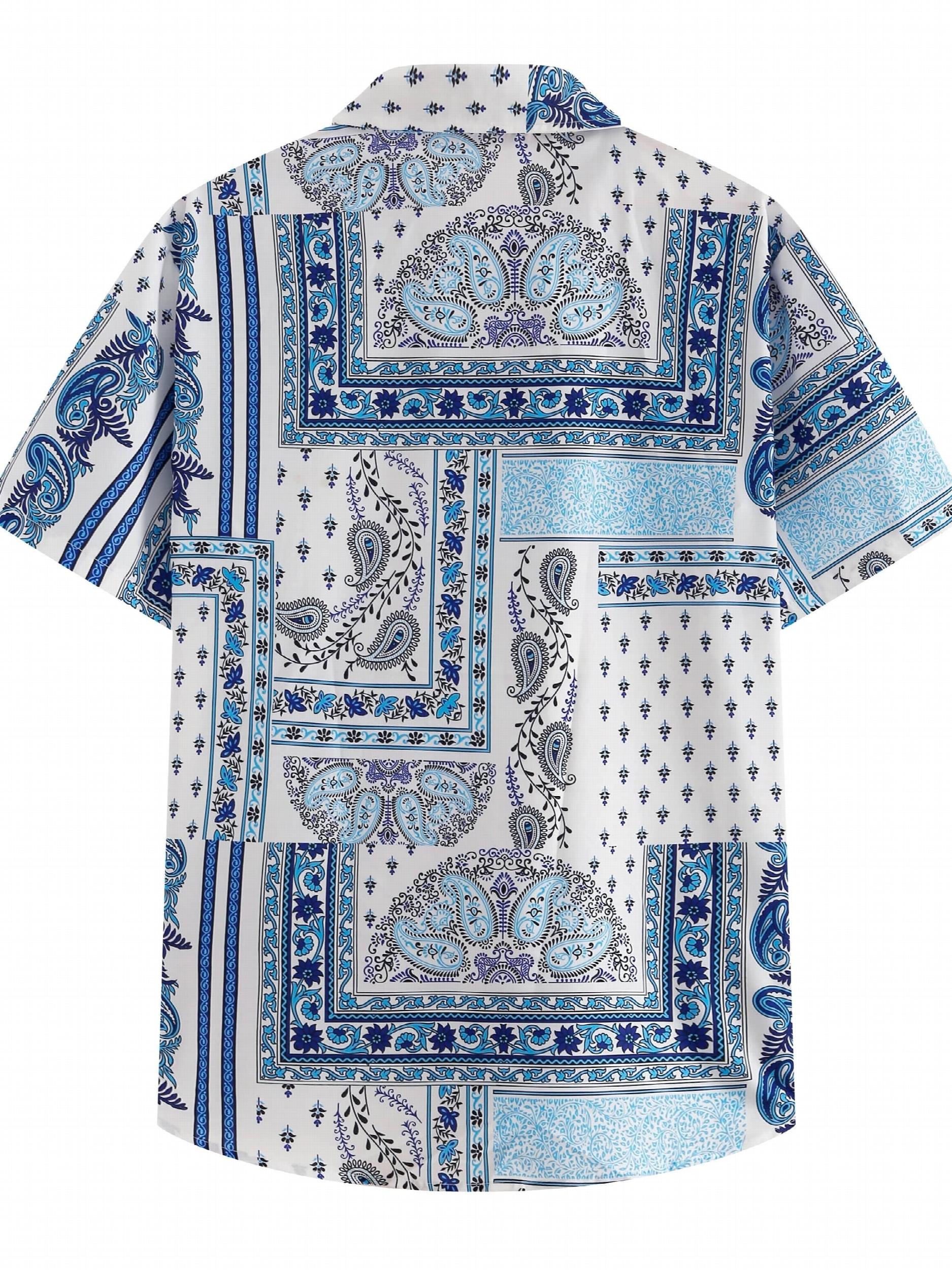 Hawaiian Style Print Men's Casual Short Sleeve Shirt for Summer Vacation