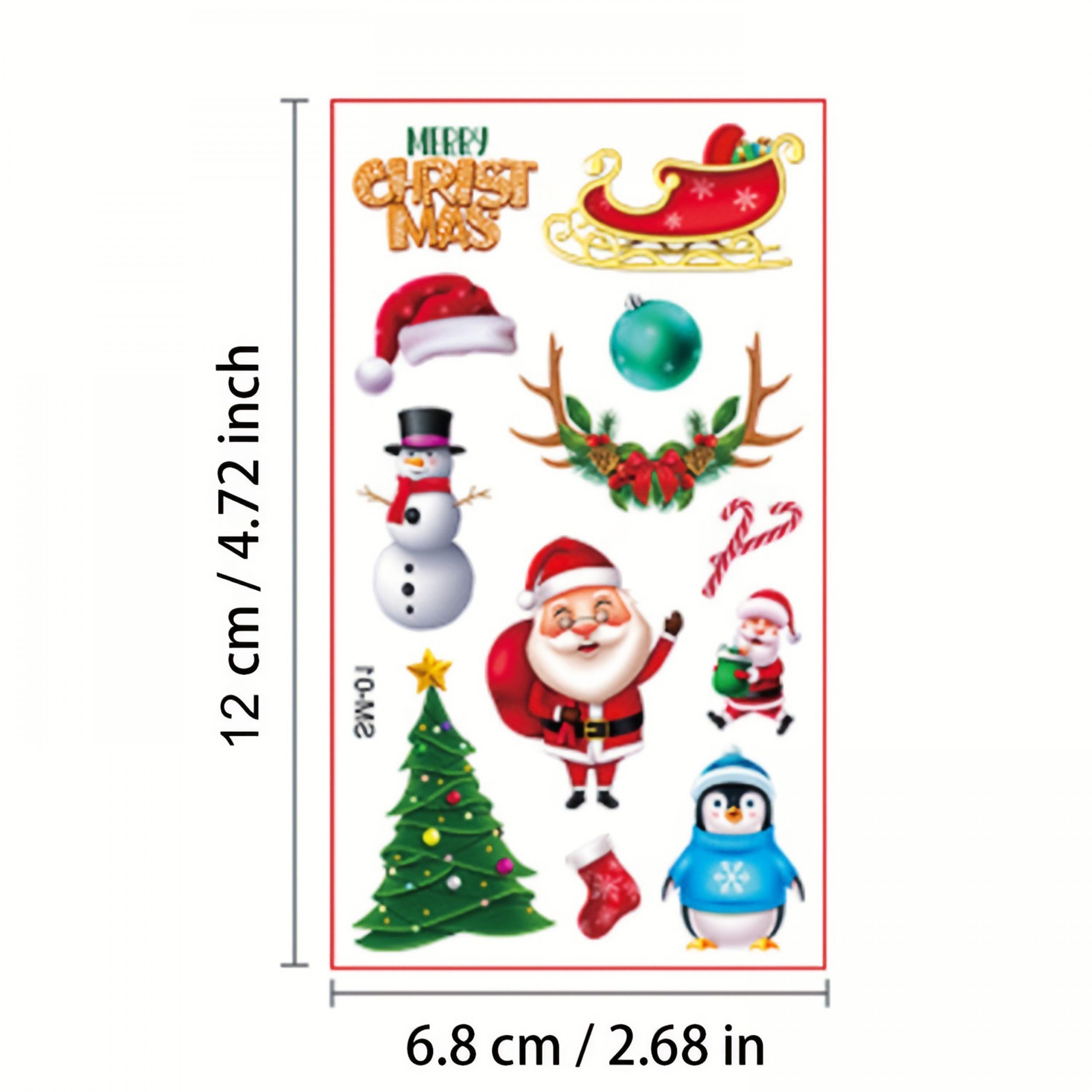 10 Sheets Santa Claus Christmas Temporary Tattoos Stocking Stuffers