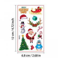 10 Sheets Santa Claus Christmas Temporary Tattoos Stocking Stuffers