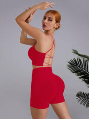 Backless Cross Strap Bodycon Yoga Set Fitness Sports Set