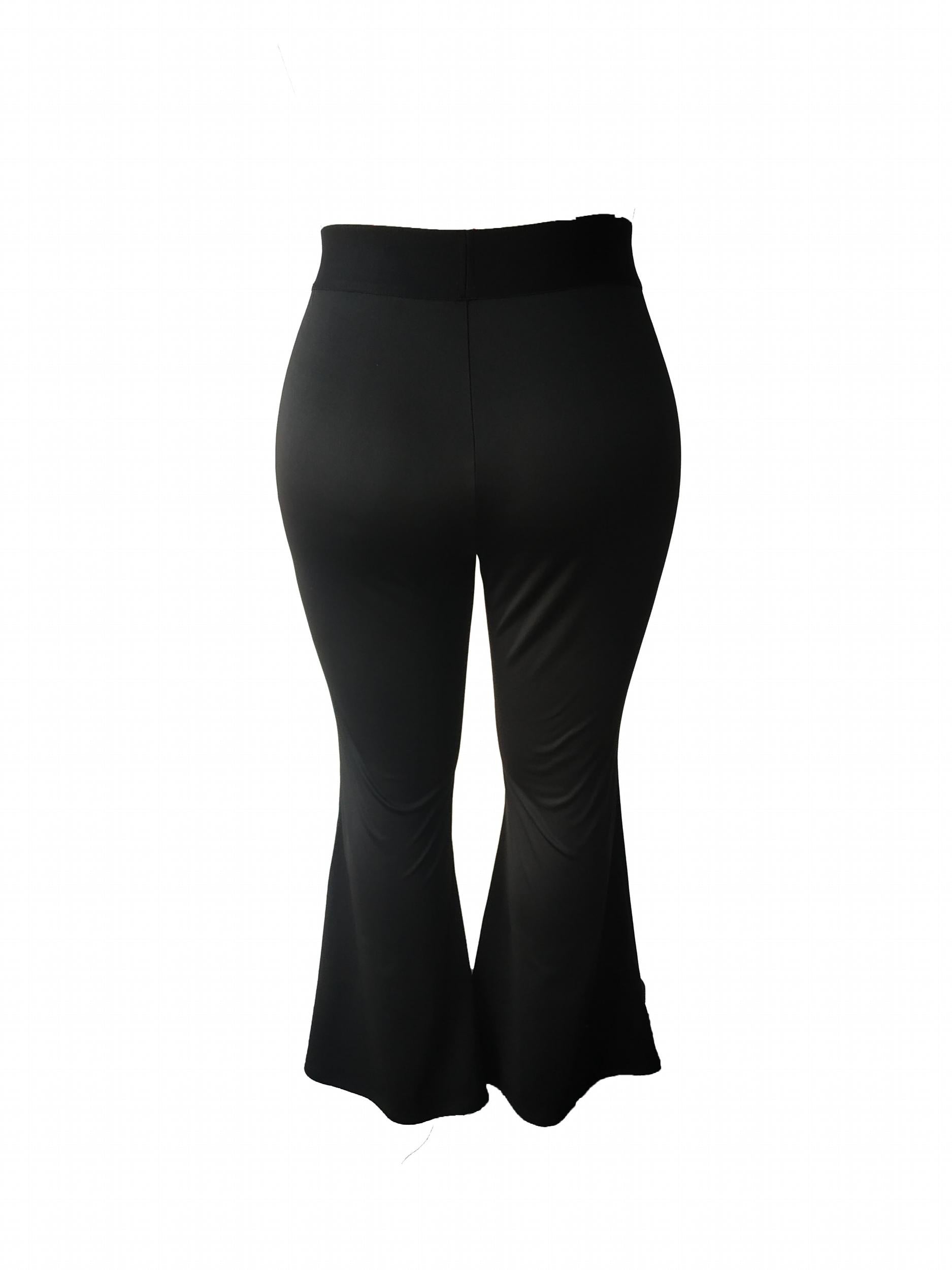 High Rise Stretch Flared Leg Trousers Plus Size Casual Pants
