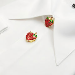 2pcs Strawberry Rhinestone Button Cover for Shirt Decoration
