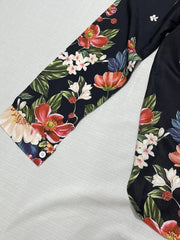  Floral Print Button Up Long Sleeve Blouse