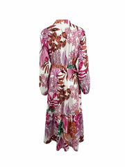  Floral Print Lantern Sleeve Maxi Dress