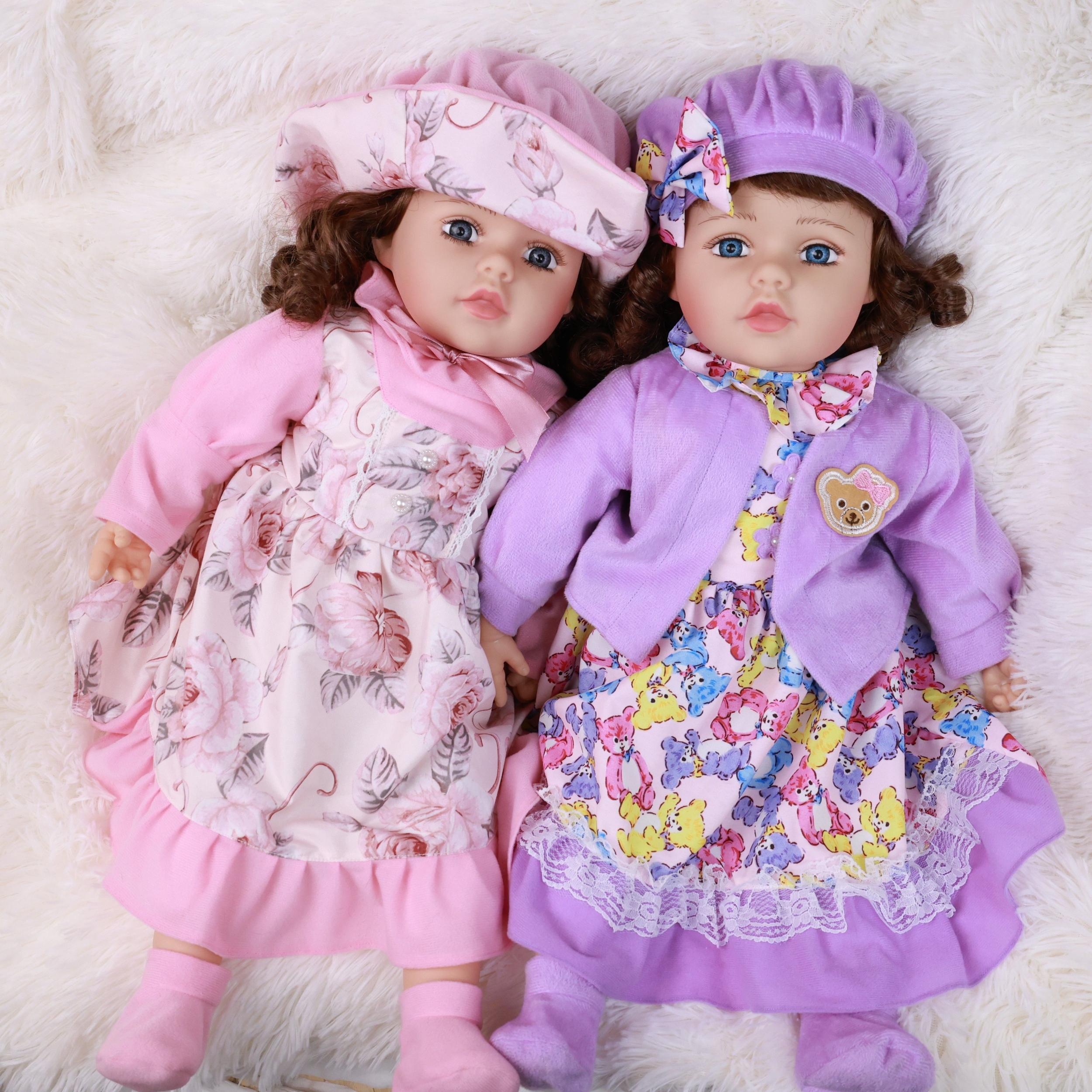 2 Pack Reborn Baby Dolls Soft Vinyl Head & Limbs 25" Fashionable Toy for Kids