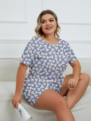  Bone Print Tee & Shorts Pajama Set