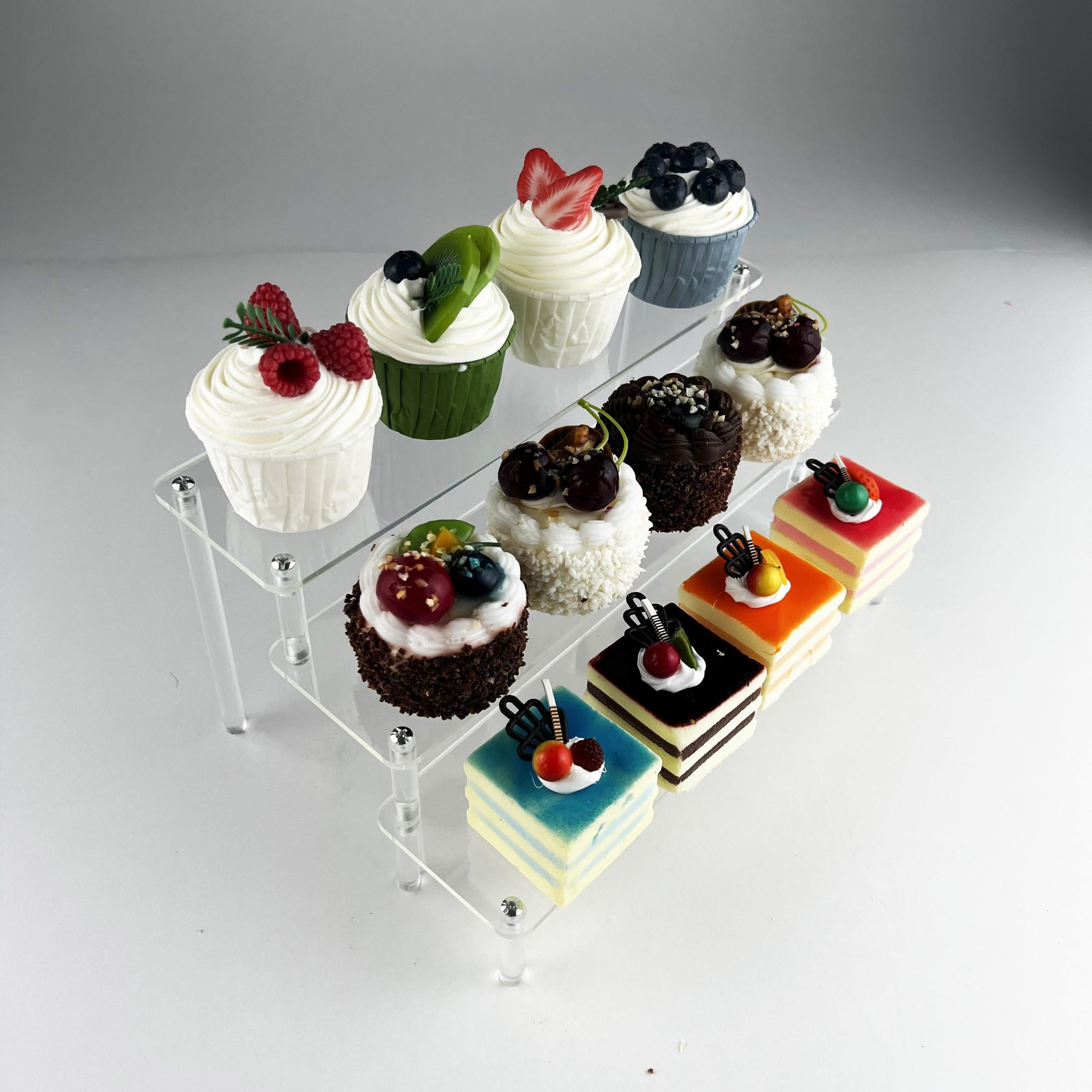 Acrylic Display Risers Clear Shelf Cupcake Stand Steps Organizer Decor