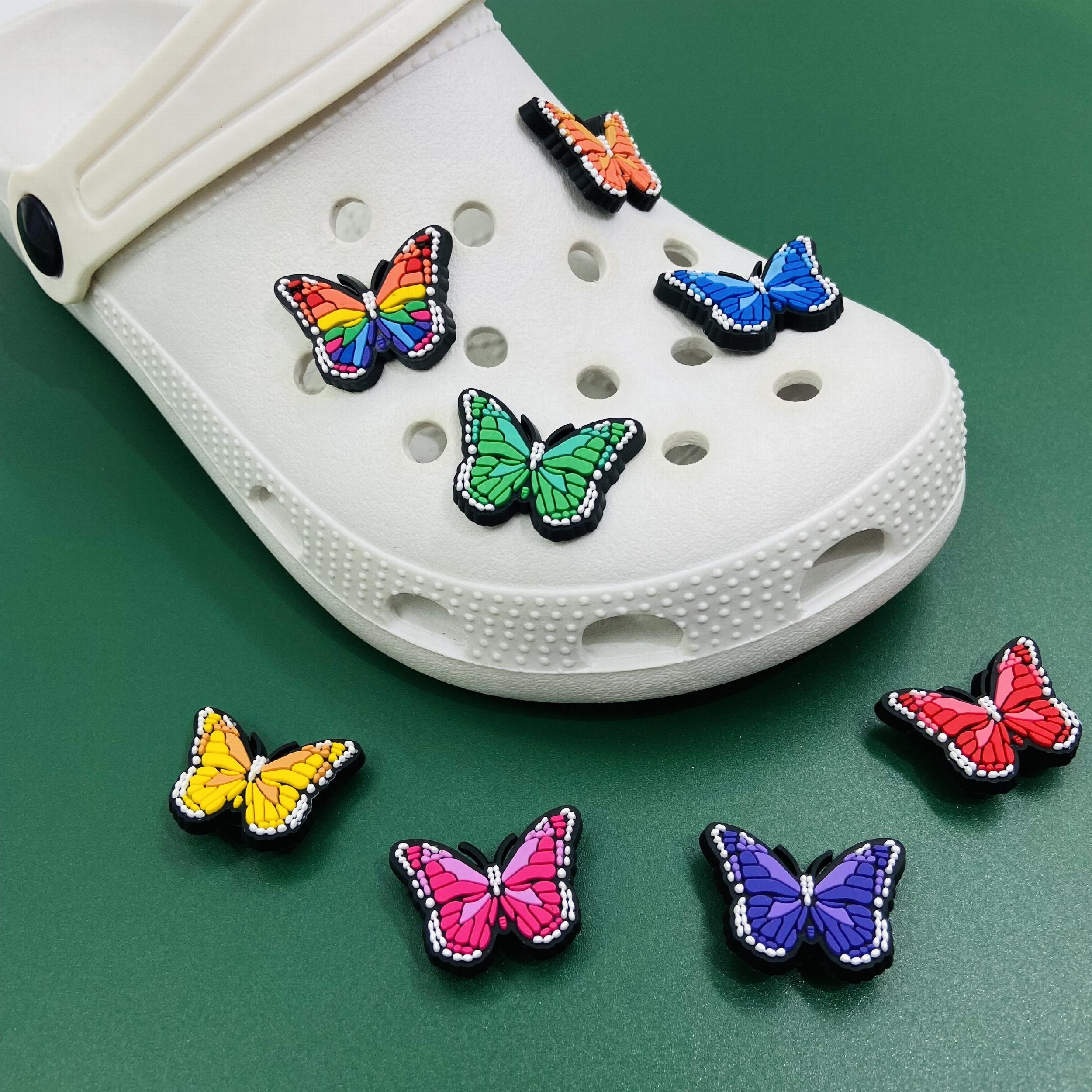 16pcs Flower Butterfly Shoe Charms For Crocs Shoes Women PVC Decorations