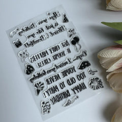 Sentiment Transparent Stamp - Birthday Wishes Rubber Stamp