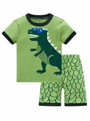 Boys Dino Skeleton Print Top & Shorts Lounge Wear Set