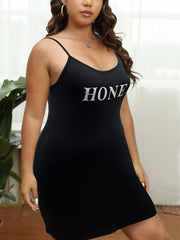  Casual Summer Dress Women's Plus Letter Print Mini Cami Dress
