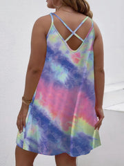  Tie Dye Criss Cross Back Cami Dress
