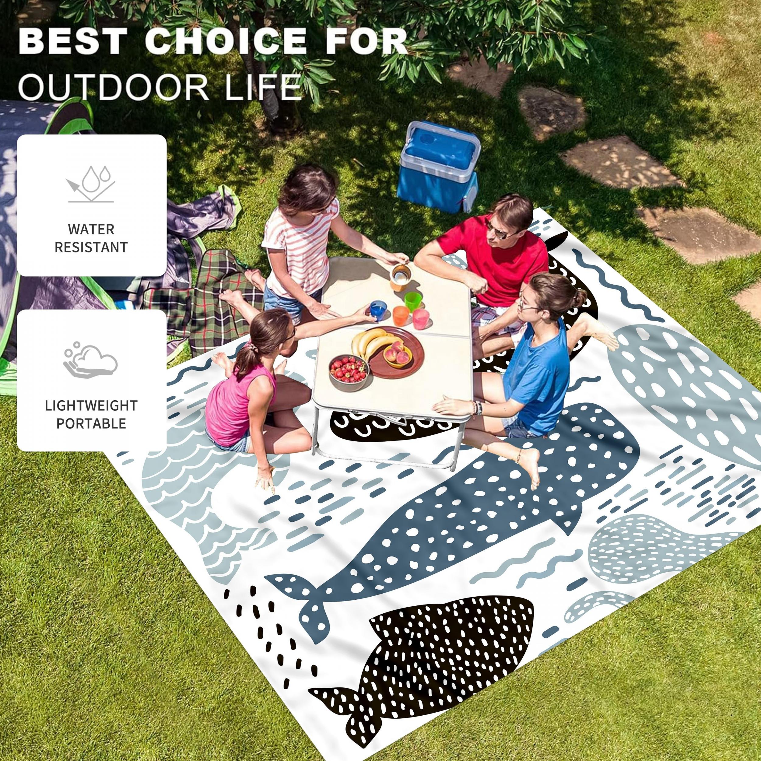 Marine Animal Print Picnic Mat Lightweight Waterproof Sandproof