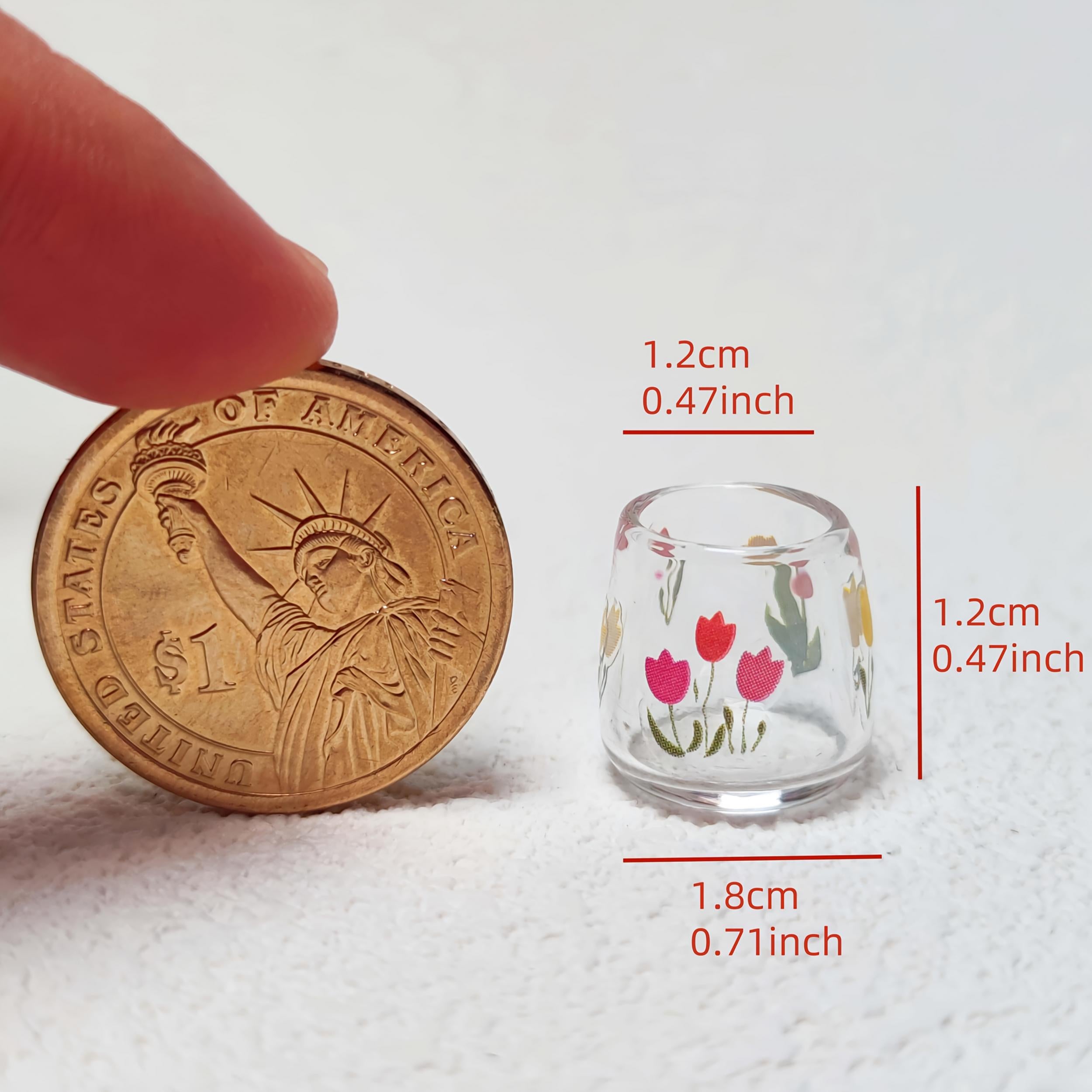 2pcs Mini Glass Cups Animal & Fruit Design Dollhouse Decor High Glass