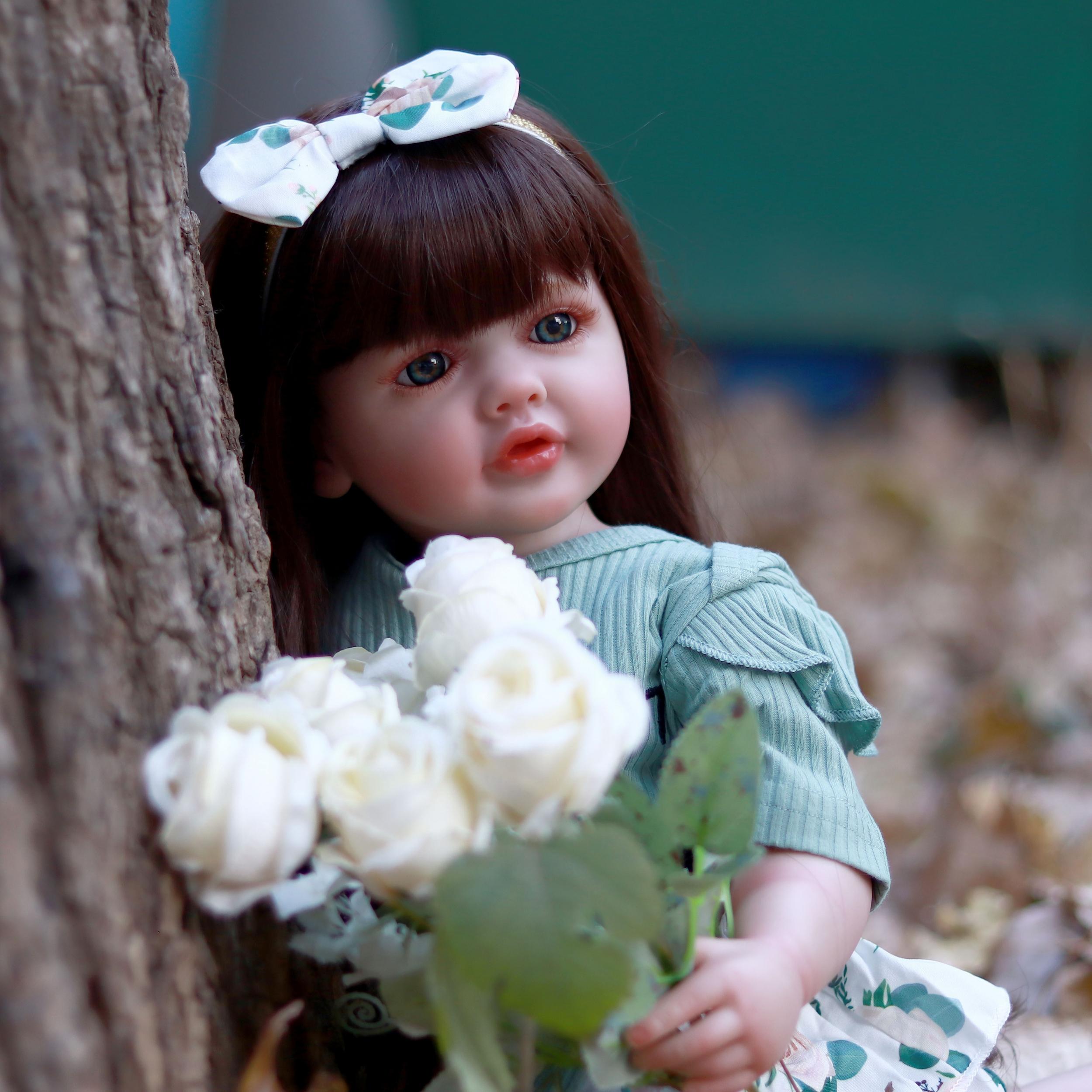22in Realistic Full Body Silicone Long Hair Reborn Doll