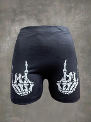 Hand Bone Print Casual Shorts for Women