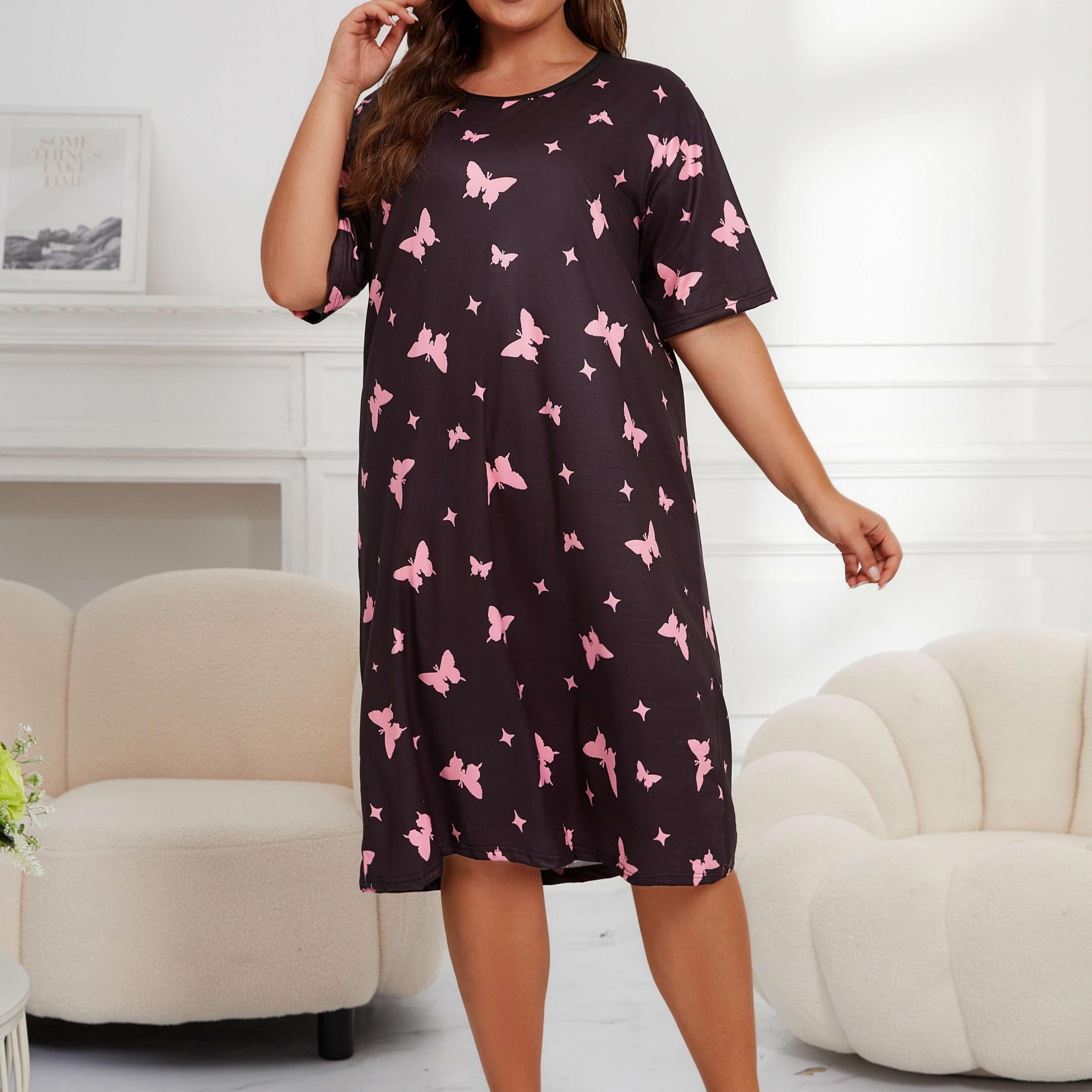 Butterfly & Star Print Nightdress