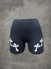 Gothic Skull Skeleton Hand Cross Print Women's Shorts 3-Pack