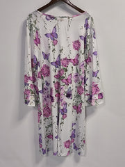  Boho Dress Floral Butterfly Print Bell Sleeve V-Neck