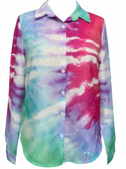 Tie Dye Button Up Long Sleeve Shirt