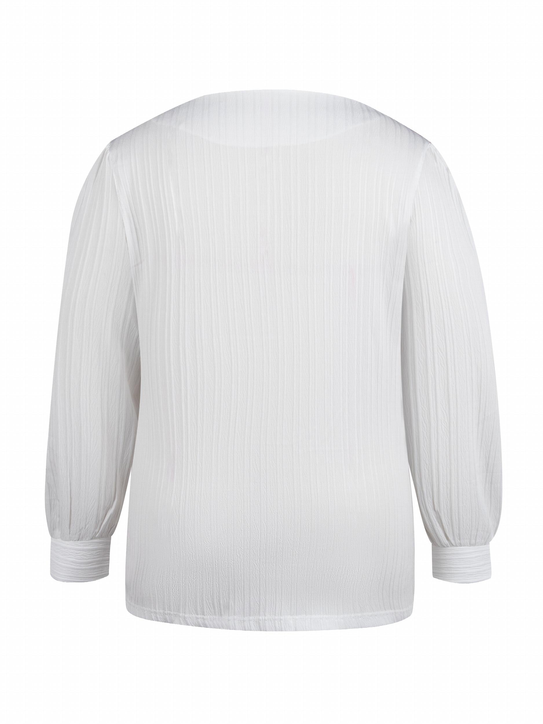  Ribbed Button Long Sleeve Blouse