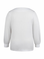 Ribbed Button Long Sleeve Blouse