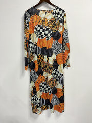  Halloween Pumpkin Print Long Sleeve Dress