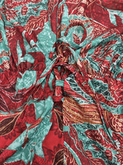 Boho Dress Women's Plus Leaf & Paisley Irregular Sleeve V Neck Dress