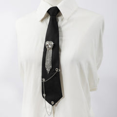 Crystal Heart Tassel Brooch Bow Tie
