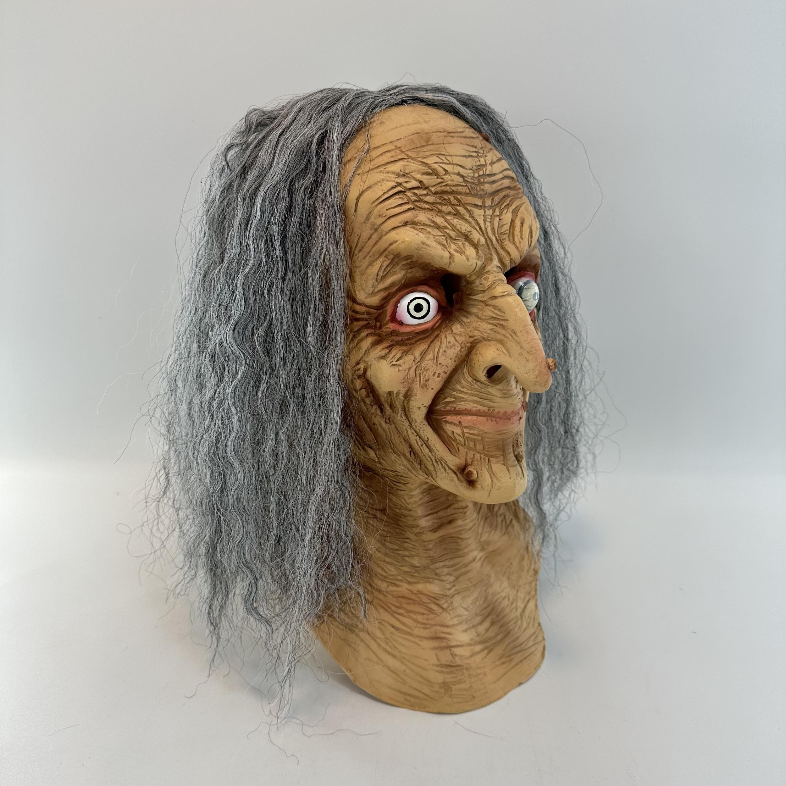 Spooky Witch & Zombie Latex Mask Long Hair for Halloween