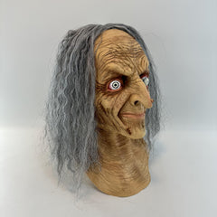 Spooky Witch & Zombie Latex Mask Long Hair for Halloween