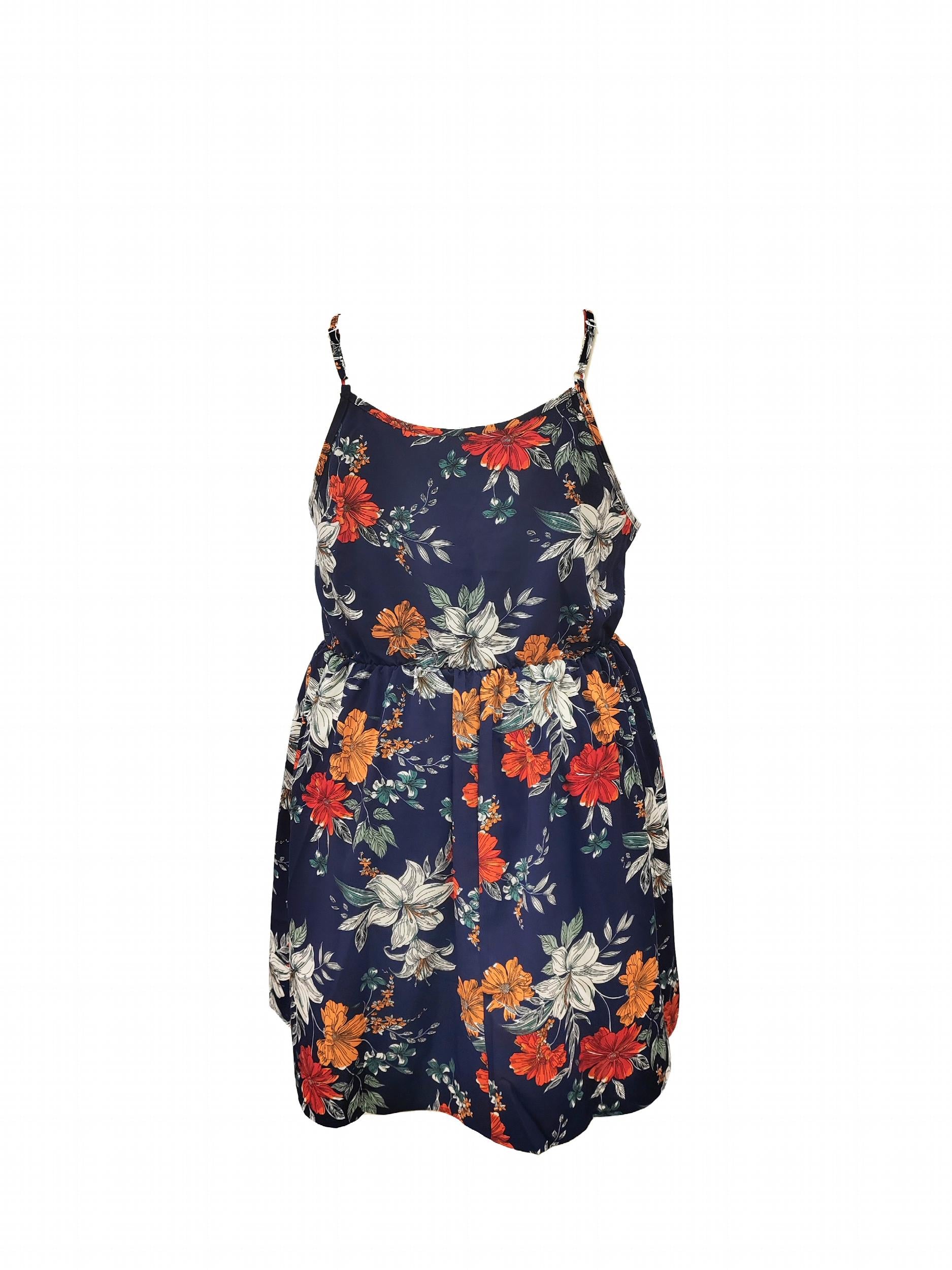  Floral Print Lace Panel Midi Cami Dress