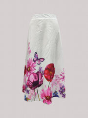 Women's Plus Floral Print Elastic High Rise A line Maxi Skirt