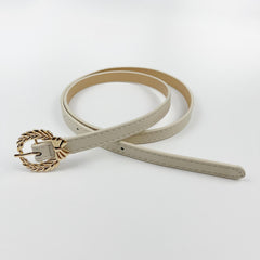 Bowknot Leaf Buckle Thin Belt PU Leather Waist Belt for Women