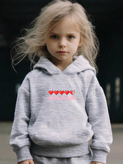 Hearts Pattern Long Sleeve Hooded Sweatshirt Girls Comfy Hoodies Pullover
