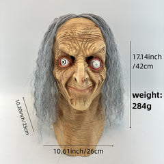 Spooky Witch & Zombie Latex Mask Long Hair for Halloween