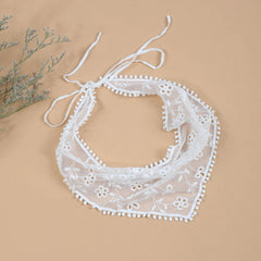 Floral Embroidery Triangle Scarf Lace Hollow Out Head Covering Bandana Neckerchi