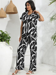 Abstract Print Two Piece Set Casual Outfit
