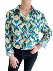  Allover Print Long Sleeve Button Up Shirt