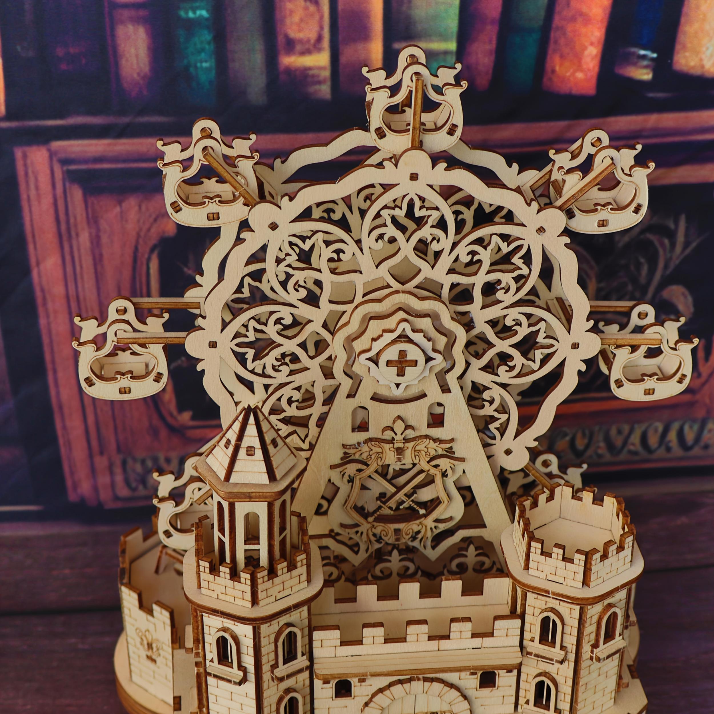 DIY Castle Ferris Wheel 3D Wooden Puzzle Music Box