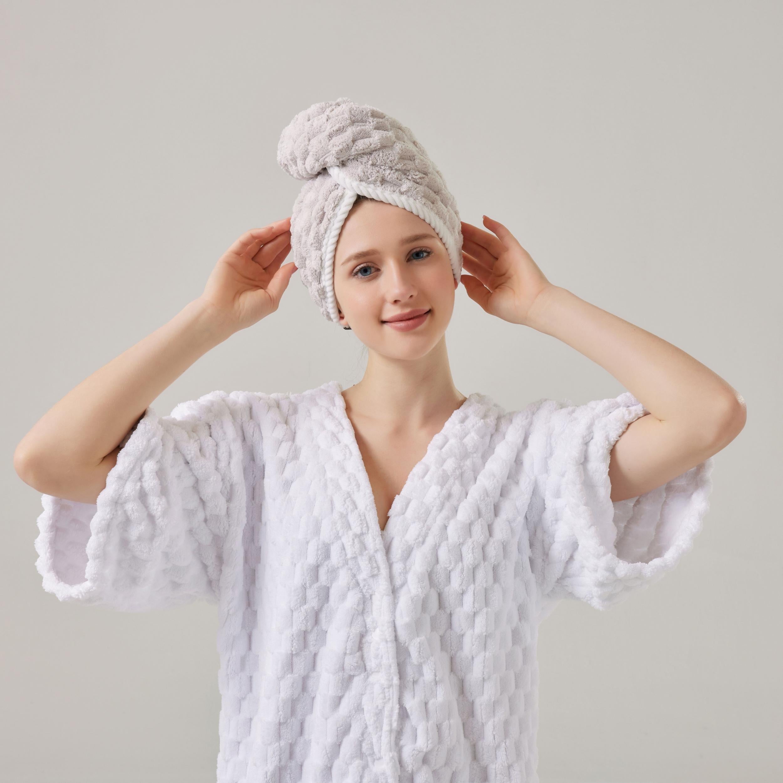 Soft Hair Drying Cap Double Layer Coral Velvet Thickened Hair Towel