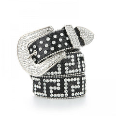 Geometric G Rhinestone PU Belt Hip Hop Jeans Pants Belts