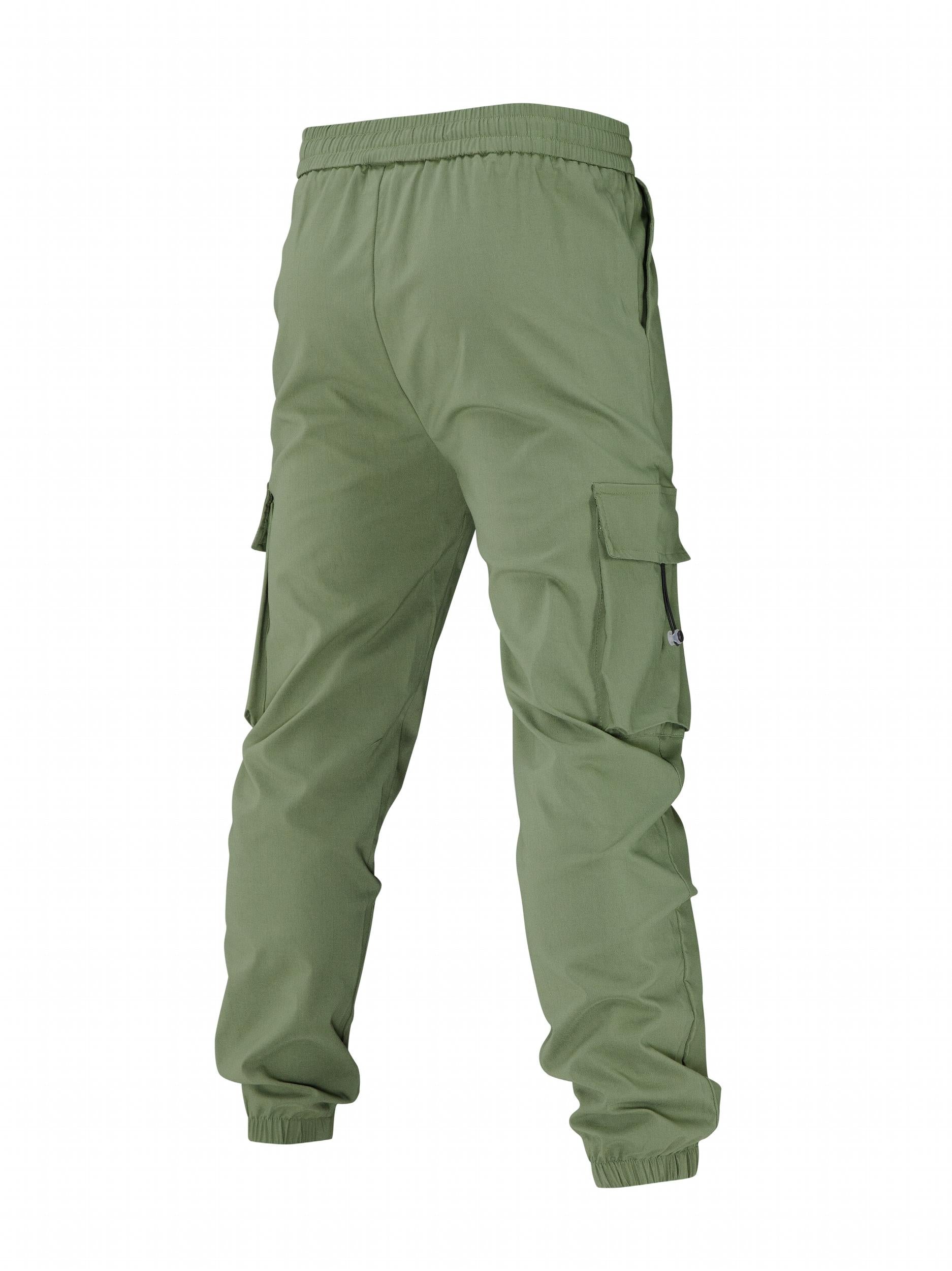 Skull Print Pocket Cargo Pants Men's Casual Loose Fit Solid Cargo Joggers