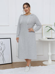  Ribbed Long Sleeve Hooded Dress