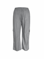  Women's Solid Cargo Pants with Drawstring Waist