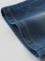 Boys Stylish Letter Print Denim Shorts Elastic Waist Stretch Denim Shorts