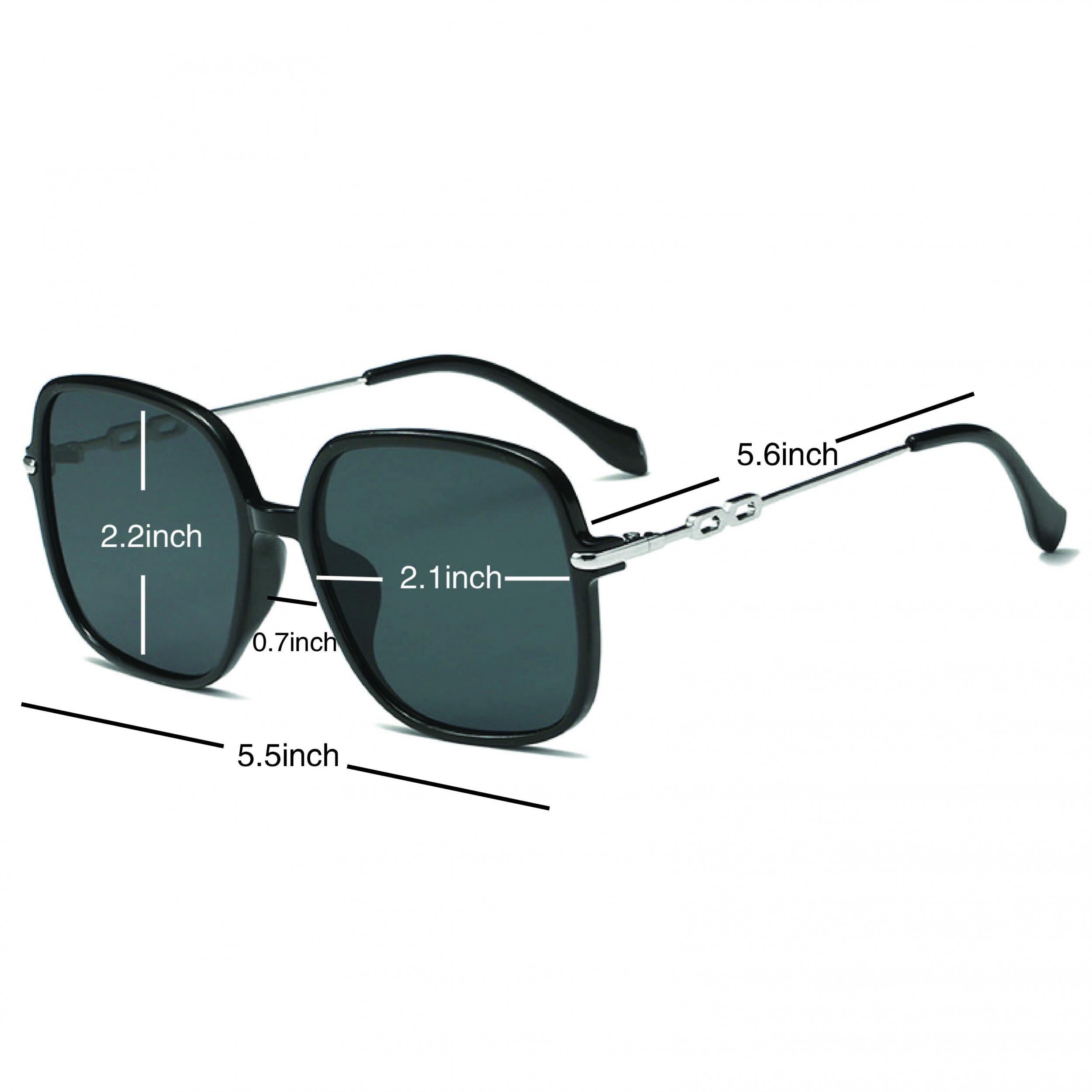 Oversized Square Frame Sunglasses Gradient Chain Temple UV400