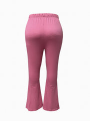  Solid Flared Leg Trousers High Rise Casual Pants